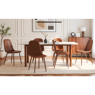 Sunvega Set of 4 Suede Backrest Chairs with Walnut Transfer Legs for Modern Homes