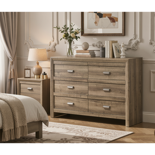 Sunvega Contemporary Light Brown Wood Nightstand with Two Storage Drawers