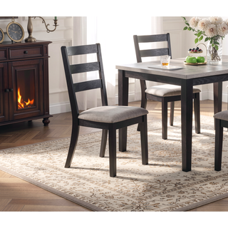 Sunvega Modern Natural Finish Wooden Top Dining Table and 4 Cushioned Chairs Set