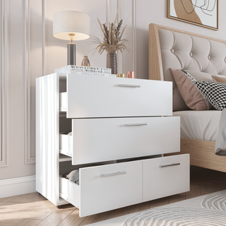 Sunvega Alpine Four Drawer Dresser with Flat Front Design for Bedroom Storage