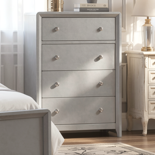 Sunvega Champagne Finish Contemporary Bedroom Chest with 4 Dovetail Drawers