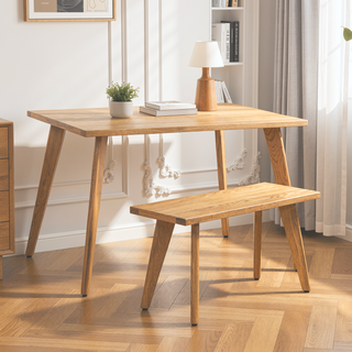 Sunvega Solid Red Oak Wood Bench with Tapered Legs for Dining and Entryway