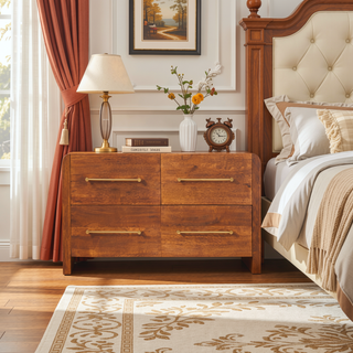 Sunvega Solid Oak Four Drawer Chest with Hand-Distressed Tiger Finish