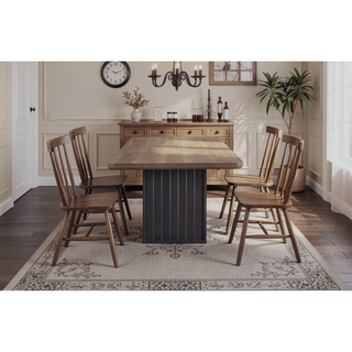 Sunvega Double Pedal Table in Latte Finish with Leaf and Elm Veneers