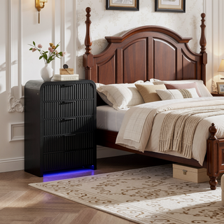 Sunvega Beverly Black and White Nightstand with Cooler Inserted and Speaker