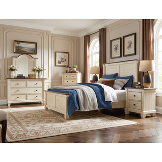 Sunvega Transitional Rustic Nightstand with 2 Dovetail Drawers Flat Knobs