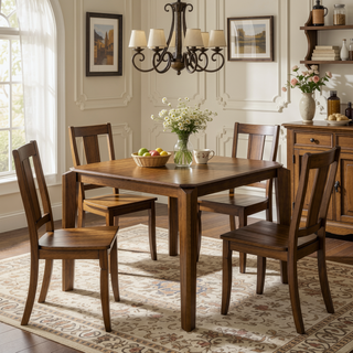 Sunvega Dark Brown Rectangular Dining Table with Artisan Details and Tapered Legs