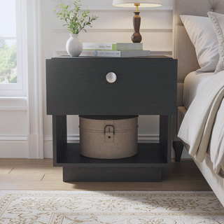 Sunvega White Finish One Drawer Nightstand with Shelf for Bedroom Decor
