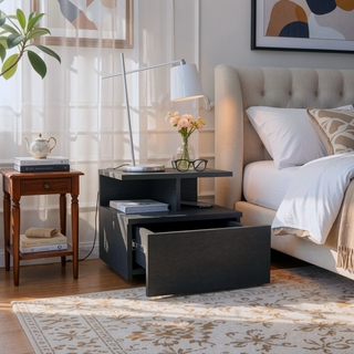 Sunvega Floating Nightstand with Large Drawer and Multiple Shelves for Storage or Decor