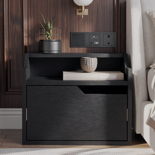 Sunvega Floating Nightstand with Dual-Tier Surface and Spacious Drawer for Bedroom