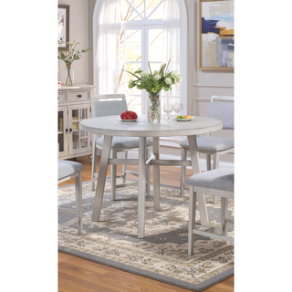 Sunvega Contemporary Round Dining Table with Light Weathered Finish and Sturdy Legs