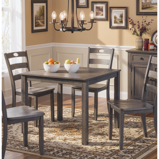 Sunvega Transitional Walnut Finish Dining Table Set with Four Slat Back Chairs