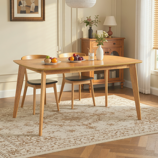Sunvega Natural Oak Finish Casual Look Dining Table for 6 Kitchen Furniture