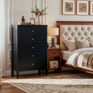Sunvega Fully Assembled 6 Drawer Dresser with French Dovetail Wood Veneer Finish
