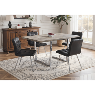 Sunvega Taupe Laminate Dining Table with Chrome Metal Legs for Kitchen