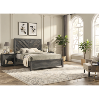 Sunvega Contemporary Gray Rustic Finish Wooden Nightstand with Two Storage Drawers
