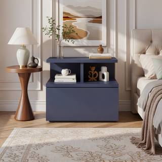 Sunvega Healy Nightstand with Drawer and Three Open Shelves in Alby Blue