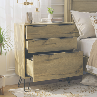 Sunvega Light Oak Dresser with Hairpin Legs and Spacious Top Surface