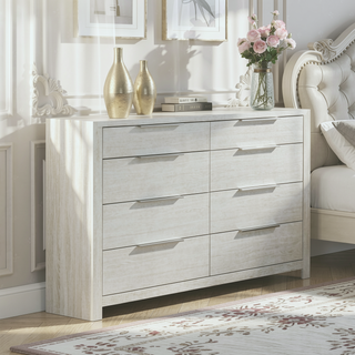Sunvega Modern Transitional Beige Finish Nightstand with Three Wooden Drawers