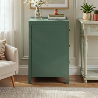 Sunvega Modern Midnight Blue 3-Drawer Nightstand with Brushed Gold Knobs