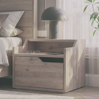 Sunvega Dark Brown Floating Nightstand with Versatile Dual-Shelf Display Design