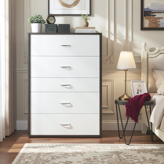 Sunvega Durable Wood Chest with Five Drawers for Bedroom Storage