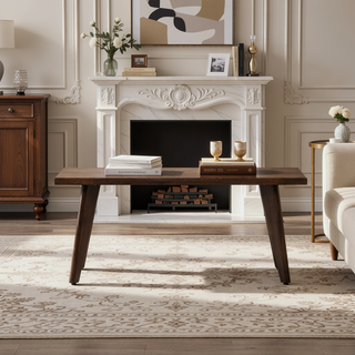Sunvega Solid Red Oak Wood Bench with Tapered Legs for Dining and Entryway