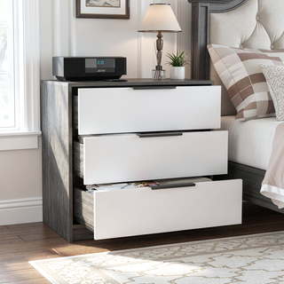Sunvega Superior Top Light Gray Dresser with 3 Large Storage Drawers
