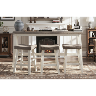 Sunvega 4-Piece Counter Height Dining Set with Table and 3 Stools in White and Coffee