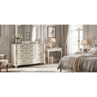 Sunvega Cherry Nightstand with Three Easy Glide Drawers and Velvet Lining
