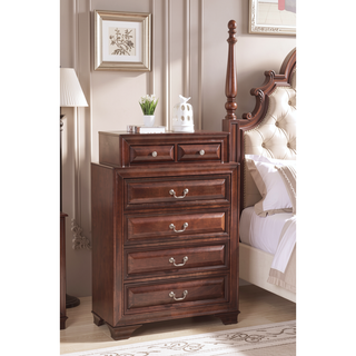 Sunvega Cappuccino Nightstand with Curved Drawer Fronts and Real Wood Veneers