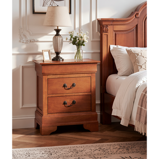 Sunvega Elegant Oak Nightstand With Classic Design and Ample Surface