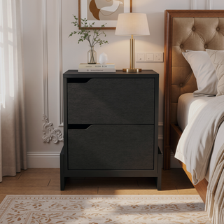 Sunvega Luss Nightstand with Two Spacious Drawers and Sleek Modern Design