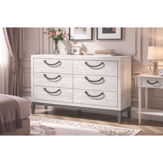 Sunvega Contemporary Sleek Beige White Finish Nightstand with Two Drawer Storage