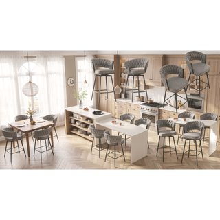 Sunvega 360° Swivel Bar Chairs Set of 2 with Soft Cushioned Backrest and Metal Legs