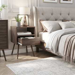 Sunvega Modern Nightstand with Spacious Drawer and Shelf for Bedroom or Living Room
