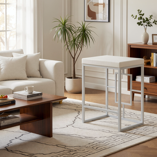 Sunvega Modern Silver and White Four-Piece Counter Height Dining Set with Wheels and USB Port