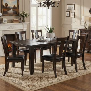 Sunvega Casual Rectangle Dining Table in Rich Cappuccino Finish with Plank-Style Top