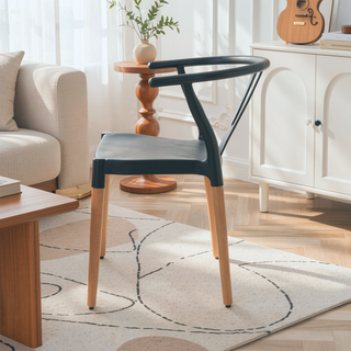 Sunvega Modern Polypropylene Dining Chair Set with Tapered Beech Wood Legs