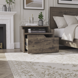 Sunvega Floating Nightstand with Spacious Drawer and Two-Tier Top for Bedroom Storage
