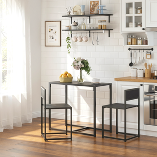 Sunvega 3-Piece Industrial Dining Table Set for Two with MDF Top and Steel Legs