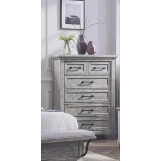 Sunvega Light Gray Finish Transitional Nightstand with Two Drawers and Metal Pulls