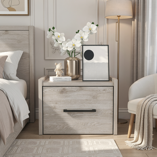 Sunvega Light Gray Floating Nightstand with Accessible Storage Drawer for Bedroom