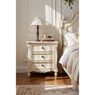 Sunvega Traditional Beige Bedroom Chest with Carved Bases and Curved Mouldings