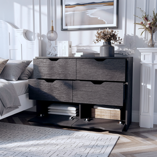Sunvega Dillon 4 Drawer Dresser with 2 Cabinets for Clothing and Shoes Storage