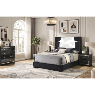 Sunvega Modern Glam Dresser with Six Drawers Sleek Metal Handles Black Bedroom Furniture