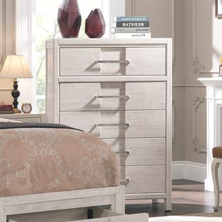 Sunvega Transitional White Solid Wood Chest with English Dovetail Five Drawers