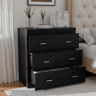 Sunvega Modern Three Drawer Dresser with Metal Handles and Superior Top