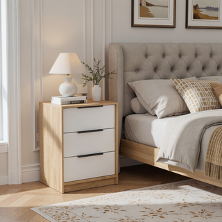 Sunvega Maryland White Pine Finish 5 Drawer Dresser with Metal Handles