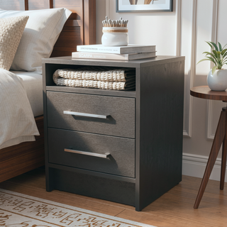 Sunvega Philadelphia Two Drawer Nightstand with Concealed Open Shelf